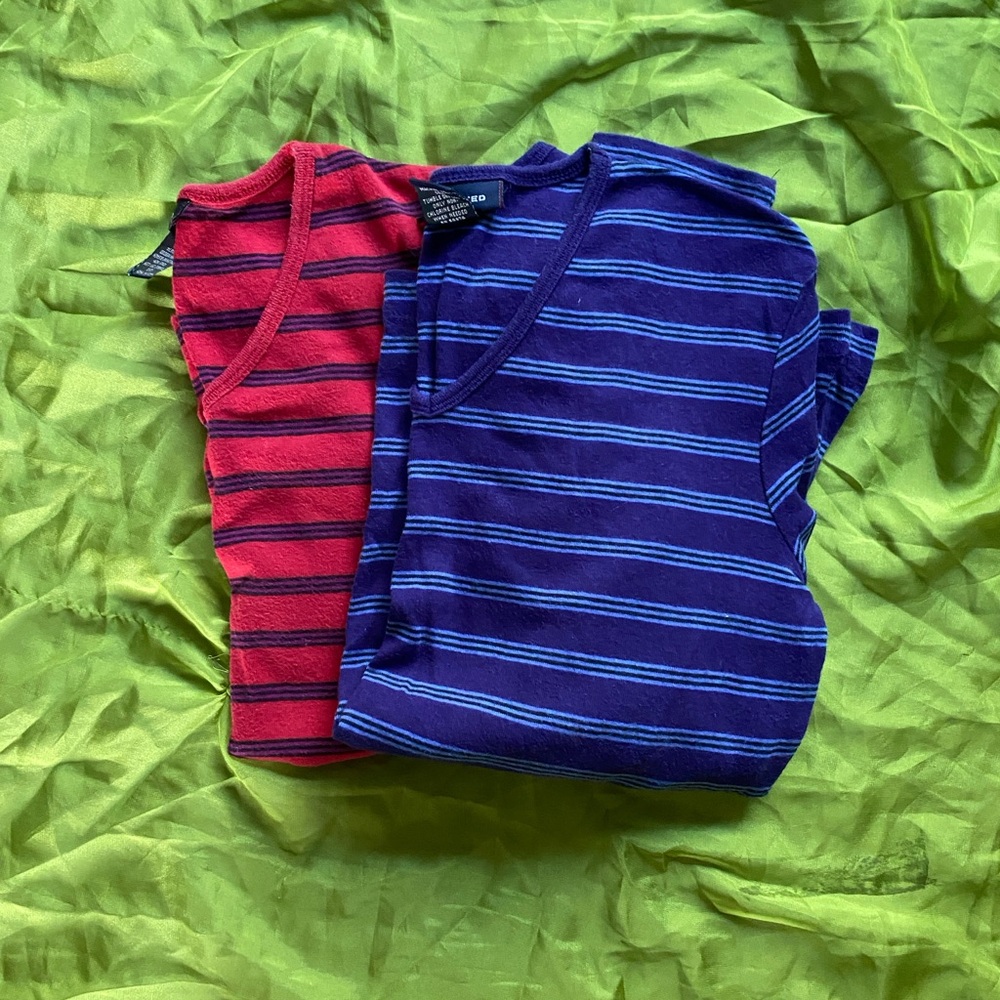 The Limited -2 Tees - Red and Blue/Purple Striped